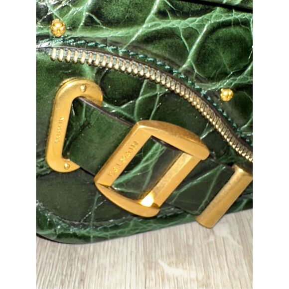 Balmain Blaze Smooth Calf Leather Medium Flap Clutch Crossbody Bag Green $2650 - Picture 16 of 16